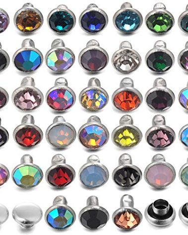 100 Sets 6MM Mixed Colors Cz Crystal Rivets Rhinestone Rivets Studs Rapid Rivets Silver Color Spots Studs for Leather Craft DIY Making