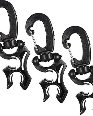 Weewooday 3 Scuba Dive Hose Holder Clip Accessories Diving Double BCD Hose Clip with Snap Hook Buckle for Snorkeling Accessories (Black)