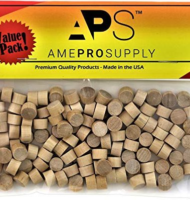 Wood Plugs 3/8 Inch – Flat Head Wooden Hole Plugs for Screw Covers – Button Plugs for Furniture, Cabinets, and DIY Projects (120, 3/8 inch)