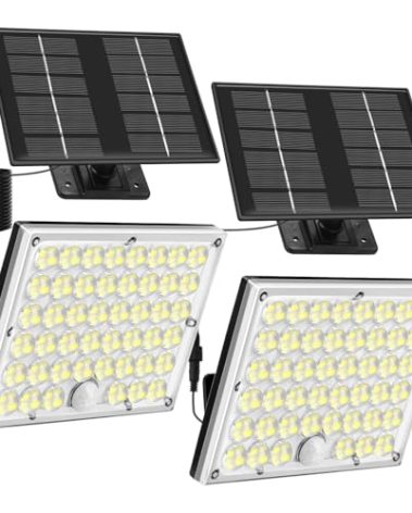 HLCZLUZ Solar Lights Outdoor Waterproof Motion Sensor Security Lights, Upgraded Convex Lens 150% Bright, 184 LED, 3 Modes, 16.4 ft Cord, Outdoor Light for Patio, Porch, Backyard, Garage