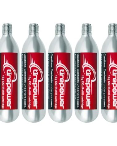 Ctrepower Threaded CO2 Cartridges - 5X 16g CO2 Canisters for Bike Inflator - Quick Inflation for Road, MTB, Hybrid Bikes - Essential for On-The-Go Repairs (5pcs Cartridges)