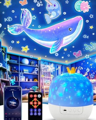 21 Sets of Films, Projector Night Light for Kids Bedroom, Ceiling, Kids Night Light Projector, Remote Control & Bluetooth Speaker, Rechargeable Music Timer Star Lamp for Girls, Birthday, Christmas