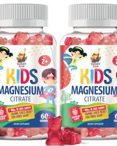 Magnesium Gummies for Kids & Adults - 100mg - Calm Magnesium Chews - Magnesium Citrate Chewable Supplement for Mood & Muscle Support - 2Pack
