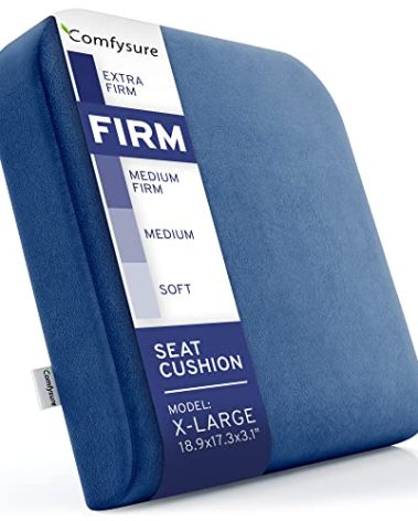 ComfySure Extra Large Wheelchair Seat Cushion - Firm Memory Foam Chair Pad for Wheelchair, Recliner, Office, Car & Bariatric Overweight Users 19”x17”x3”