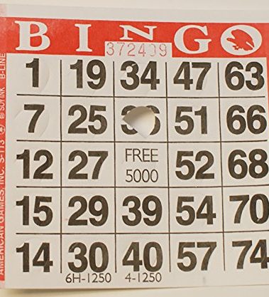 American Games Pushout Bingo Cards (500 ct)-Select Color Below (RED)