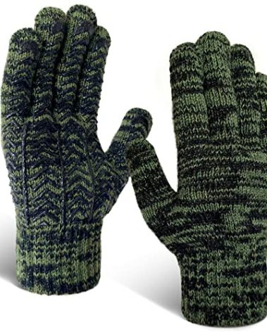 GSAFEME Fishing Hunting Wool Gloves Winter Snow Cold Weather Warm for Men Full Fingers Glove Army Green for Fishing, Shooting, Running, Photography M/L