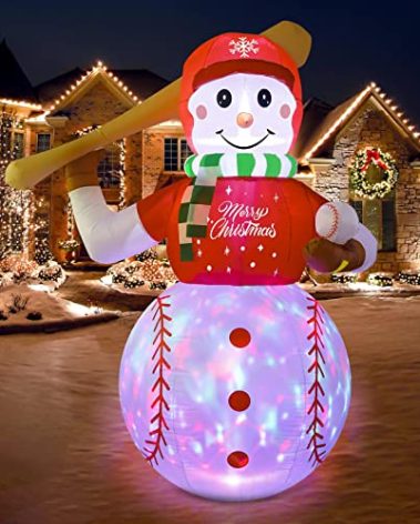 OurWarm 6FT Christmas Inflatables Outdoor Decorations, Inflatable Baseball Snowman Blow Up Yard Decorations with Colorful LED Lights for Indoor Outdoor Christmas Decorations Yard Lawn Garden Decor