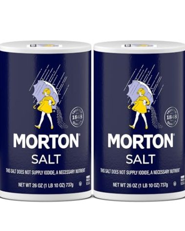 Morton Plain, All-Purpose, Non-Iodized Salt, Perfect for Cooking & Table Salt Use, (26 oz), 2-Pack