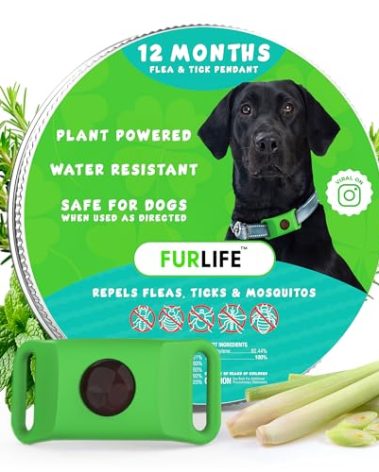 FurLife Green Dog Tag, Flea and Tick Prevention for Dogs - Waterproof Pendant for Collar, Safe for All Breeds