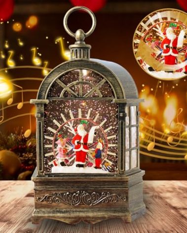 Christmas Snow Globe, Santa Snow Globe Lighted Snow Globes for Kids Adults Girls Women Home Decoration Thanksgiving Christmas Birthday Gift Musical Snow Globe Lantern