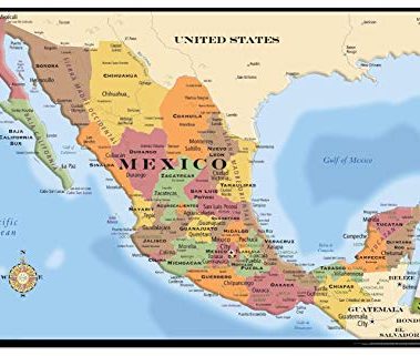 Trends International Map - Mexico Wall Poster, 22.37" x 34.00", Poster & Push Pin Bundle
