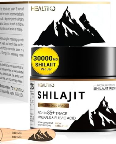 Shilajit Resin, Himalayan Shilajit Pure Himalayan Organic - 600mg Potency Gold Grade, Shilajit for Men & Women with 85+ Trace Minerals & Fulvic Acid, for Stamina, Immunity & Strength, 50 Serving (30g)