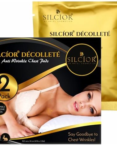 SILCIOR 2 PACK Silicone Chest Wrinkle Pads, Reusable Anti-Wrinkle Decollete Patches, Overnight Chest Smoothing Pads for Fine Lines, Skin-Firming Crepe Pad