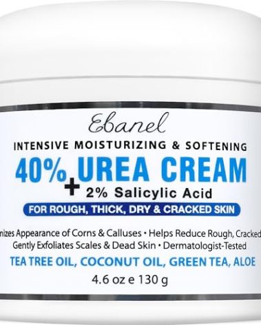 Ebanel Urea Cream 40% plus Salicylic Acid 2%, Foot Cream for Dry Cracked Heels Feet Knees Elbows Hands, Foot Dead Skin Cuticle Callus Remover Toenail Softener, Keratolytic Skin Barrier Repair