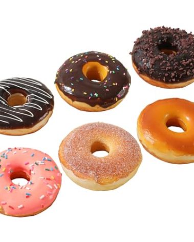 Joeabor Fake Donut 6 Pack Artificial Doughnut for Decoration Realistic Fake Food for Display Faux Dessert Party Decorations Photography Props