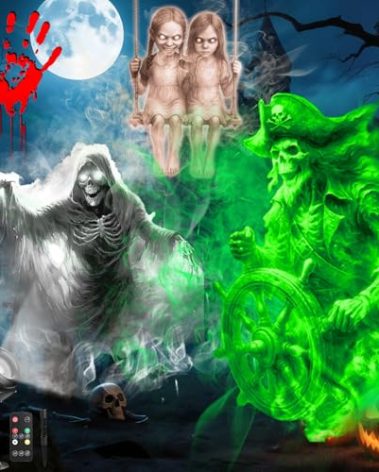 12 in 1 Halloween Christmas Projector Light Outdoor, HD Dynamic Decoration Light with 4 Color, Waterproof Christmas Projector with Ghost/Skull/Witch/Bloody Hands for Holiday Decor