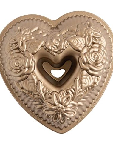 Nordic Ware Wildflower Heart Bundt, 6 Cup, Toffee