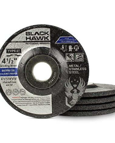 BHA Depressed Center Metal Grinding Wheels for Angle Grinders, 4.5” x 1/4” x 7/8” - 5 Pack