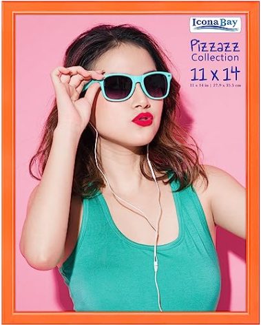 Icona Bay 11x14 Picture Frame, Orange Solid Wood Scandinavian Style Frame for Photo, Pizzazz Collection