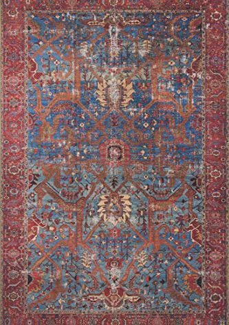 Loloi Loren Collection LQ-10 Blue/Red 3'-6" x 5'-6" Accent Rug