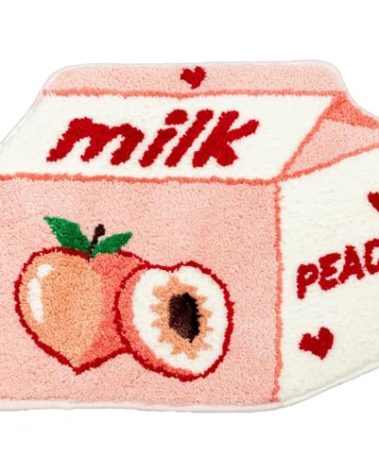 Mibathni Fruit Peach Bathroom Rug Cute Peachy Clean Bath Mat Non Slip Milk Shaped Water Absorbent Bath Rug for Kids Bathroom Decor Tub Microfiber Shower Floor Mat Bathtub Rug Washable Pink
