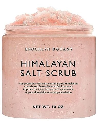 Brooklyn Botany Himalayan Salt Body Scrub - Moisturizing and Exfoliating Body, Face, Hand, Foot Scrub - Fights Stretch Marks, Fine Lines, Wrinkles - Great Gifts for Women & Men - 10 oz