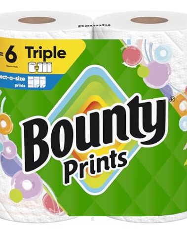 Bounty Select-A-Size Paper Towels, Prints, 2 Triple Rolls = 6 Regular Rolls
