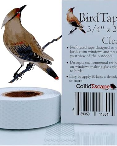 COLLIDESCAPE Spiderweb Clear BirdTape for Windows (3/4" x 20' - Covers 1 to 2 panes) | Bird Tape Decals to Prevent Bird Strike Prevention for Glass | Clear