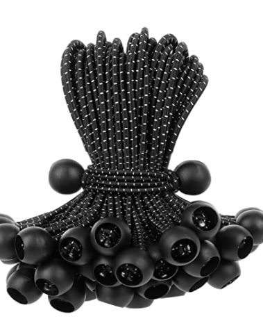 15 Inch Bungee Balls Ties,50 PCS Ball Bungee Cords Heavy Duty Elastic Cord Ball Bungee Canopy Tarp Tie Bungee with Balls for Camping, Shelter,Cargo,Tent Poles UV Resistant