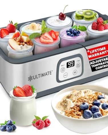 Ultimate Probiotic Yogurt Maker with Adjustable Temperature & Time Control - Make Trillions of Live Probiotics & Get Better Gut Health - ULTIMATE LIFETIME WARRANTY - Wellness Gifts for Men & Women