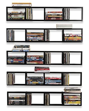 You Have Space Black Floating Shelves for Wall, 34 Inch Video Games CD DVD Storage Shelves, Cube Storage Organizer Shelf Set of 5