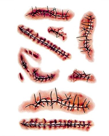 Zombie Scars Tattoos Xllree Bloody Scar with Fake Blood Costume Makeup Halloween Decorations Party Favor
