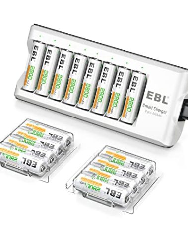 EBL AA Rechargeable Batteries,16-Pack Double A Battery (ProCyco 2800mAh) with AA AAA Battery Charger