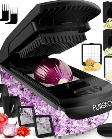 Fullstar The Original Pro Chopper - Vegetable Chopper and Spiralizer, Food Chopper with Container, Fruit Slicer, Kitchen Gadgets & Accessories, Home Essentials (4 in 1, Black)
