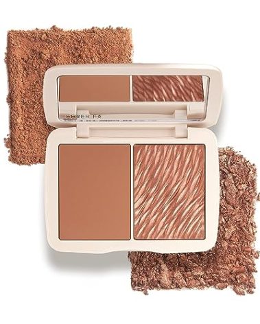 COVER FX Monochromatic Powder Bronzer Duo - Sunkissed Bronze - Soft Matte + Luminous Shimmer Finish - Create Custom, High Impact Bronze Glow