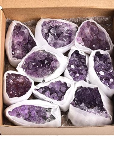 JIC Gem 1.8 LBS Natural Amethyst Geode Crystals Healing Stones Raw Amethyst Crystal Clusters for Witchcraft