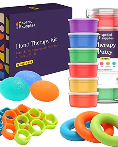Special Supplies Physical Hand Therapy Putty Kit, Finger Exercisers, Hand Strengtheners, 15 Set Grip Strength,Dexterity, Mobility,Injury Stress Relief