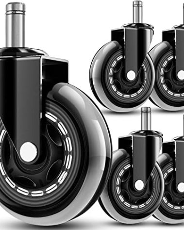 RidRed Office Chair Wheels - Replacement Rubber Wheels - Universal Fit 3 Inch Casters, Heavy-Duty Chair Casters, Noise Free, Fits 98% Chair, for All Floor (5)