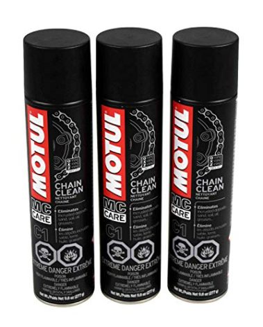 Motul C1 Motorcycle Chain Clean, O, X & Z-Ring Compatible, Road & Off Road, 400mL/9.8 Fl oz Can - 3 Pack (111818)