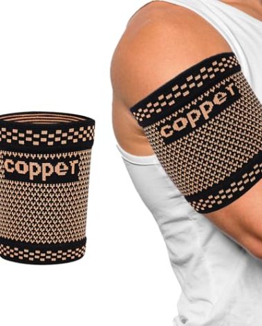 CUAPVPA Bicep Compression Sleeve 1 Pair,Bicep Tendonitis Brace Triceps Pain Upper Arm Support (GOLD, XX-Large)