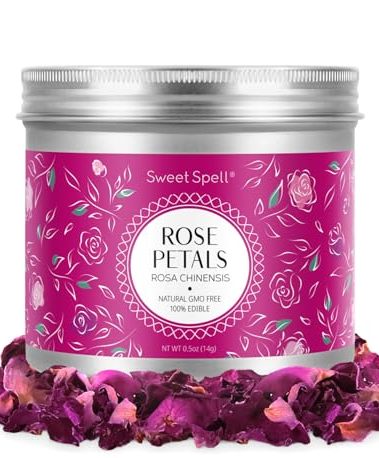 Sweet Spell Dried Rose Petals – Edible Flowers for Drinks, Cocktails, and Cake Decorations – Perfect for Tea, Soap, and Candle Making – 14g (0.5oz)
