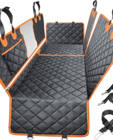 URPOWER 6-in-1 Dog Car Seat Cover for Back Seat, Waterproof Dog Car Hammock with Mesh Window, Non-Slip Pet Backseat Protector for Cars, Trucks and SUVs