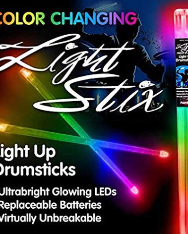 OFG Color Change Light Stix, LED Drumsticks: Motion Activated, Ultrabright Glowing LEDs, Changes Color Every Beat, Ideal for All Drummers and Kits