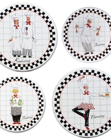 Reston Lloyd, Burner Covers For Electric Stovetop, Decorative Lightweight Tin Covers, Set of 4 (2-8 inch & 2-10 inch), Conceals Messy Drip Pans, Chef
