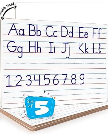 Scribbledo 5 Pack Lined Dry Erase Boards, Double Sided White Board with Lines, Handheld Lined Dry Erase Boards for Students, Whiteboards with Lines for Classroom, Home, and Office