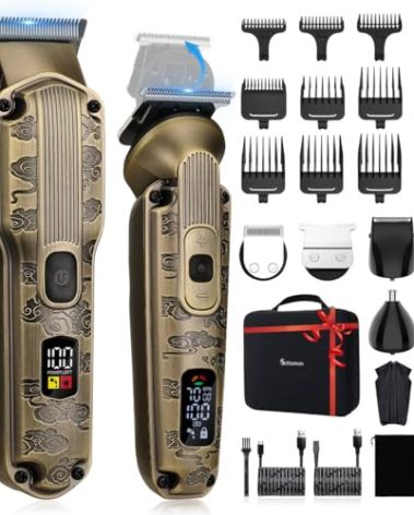 Scttomon Professional Hair Clipper for Men Hair Cutting Kit Men's Beard Trimmer Hair Trimmer Shaver Cordless Barber Clippers and Trimmers Set Bronze