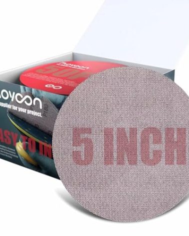 Faoyoon 5 Inch Sanding Mesh | Micro Mesh Hook and Loop Sanding Discs | Dust Free Net Sandpaper | 50 Pack Assortment 80 | 100 | 120 | 220 | 320 Grit | Wet and Dry Sanding Screen | Anti-clog/Last Longer