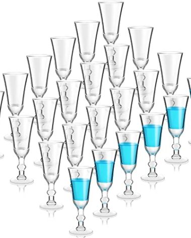 Meanplan Shot Glasses with Stem 1 Oz Cordial Mini Wine Cups Limoncello Port Glasses Clear Heavy Base Fancy Shot Small Goblet Cups for Vodka, Cocktail, Liquor for Kitchen Dining(24 Pcs)