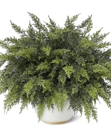GLIDLION 18" Real Touch Cedar Branches -12 Pcs, Artificial Christmas Cedar Branch Realistic Fake Pine Picks Faux Greenery Plants Stem for Vase DIY Crafts Garland Wreath Indoor Outdoor Home Decor