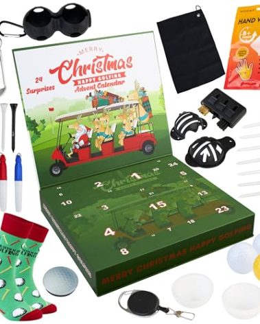 KreativeKraft Golf Advent Calendar 2025 for Men Teens Christmas Countdown Calendar 24 Mini Golf Surprises Socks Novelty Fun Gifts for Men